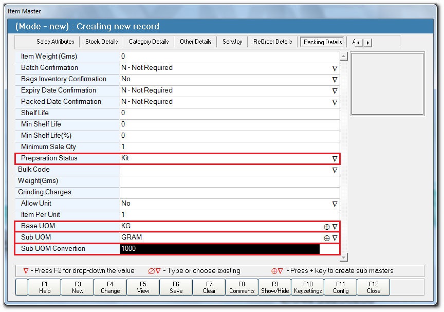 How To Configure Receipe In Item Master